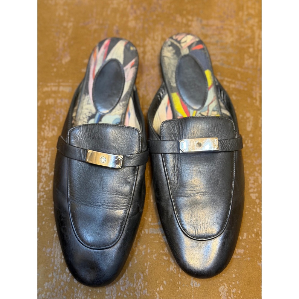 Hermes Oz Mules Black Leather Kelly Buckle Silver Hardware Size 38 191086Z